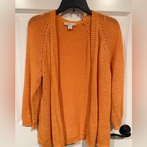 Women’s Size XL (16) Coldwater Creek Orange 3/4 Sleeve Knit Open Front Cardigan